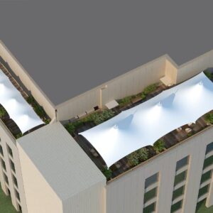 Hotel rooftop sunshade membrane structure